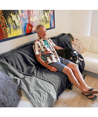 Kritter Planet Waterproof Pet Blanket 80x60 - Pee & Urine Proof Dog Blanket for Couch Bed - Reversible Furniture Protector Cover - Liquid Proof Blanket for Large Dogs - Lt Gray/Dk Gray - Buy Online on GoSupps.com