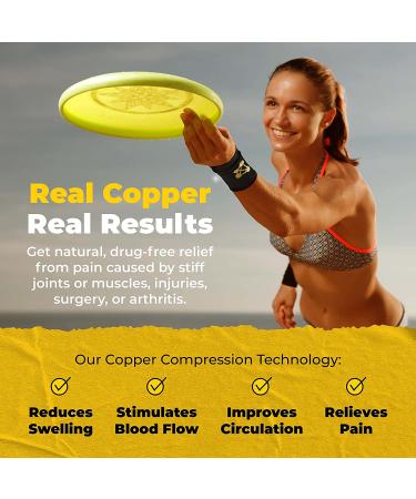 CopperJoint Compression Wrist Support - 1 Pair (Small) | Infused Bands for Improved Circulation, Recovery, Relief of Stiff & Sore Muscles - Buy Online on GoSupps.com