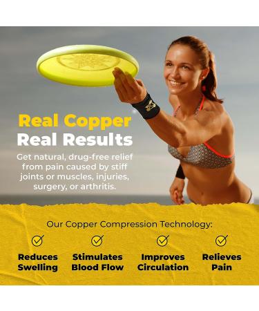 CopperJoint Copper Infused Compression Wrist Support Bands - 1 Pair (Medium) | Enhanced Circulation, Recovery, and Muscle Relief - Buy Online on GoSupps.com