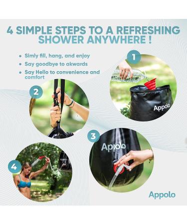 5 Gallon Solar Camping Shower Bag with ON-Off Faucet and Long Strap - Portable Shower for Hiking and Traveling - Buy Online on GoSupps.com