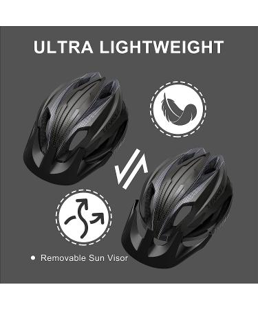 Zenroll Adult Bike Helmet with Detachable Visor - Stylish Lightweight Design for Men and Women Cycling - Large Black - Buy Online on GoSupps.com