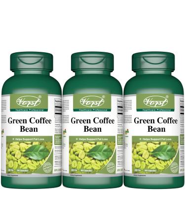 Green Coffee Bean Extract 400mg 3 X 90 Capsules | Natural Dietary Supplement for Weight Loss Appetite Suppressant and Fat Burner for Women & Men | Powder Pills | 3 Bottles 270 count (Pack of 1)
