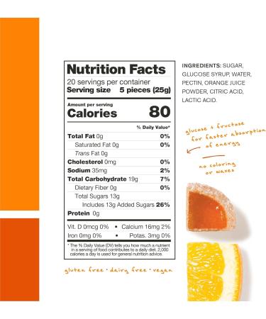 Skratch Labs Energy Chews - Vegan Gluten Free Energy Gummies for Running Cycling & Sports | Orange (10 Pack) - Energy Gel Alternative - Buy Online on GoSupps.com