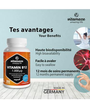 Vitamin B12 Methylcobalamin 1000mcg - 360 Sublingual Micro-Tablets for 1 Year - Reduces Fatigue & Supports the Nervous System - Buy Online on GoSupps.com