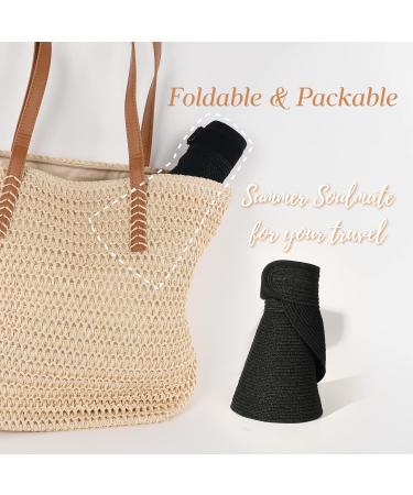 FURTALK Women's Packable Straw Sun Visor Hat UPF 50+ for Beach Travel - Black, One Size - Buy Online on GoSupps.com
