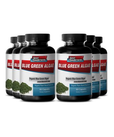 Herbal Skin Care Support with Green Superfood from Klamath Lake - Blue Green Algae 500mg Blue Green Algae Powder spirulina and chlorella Capsules spirulina Blue Green Algae Powder - 6 Bot 360 Caps