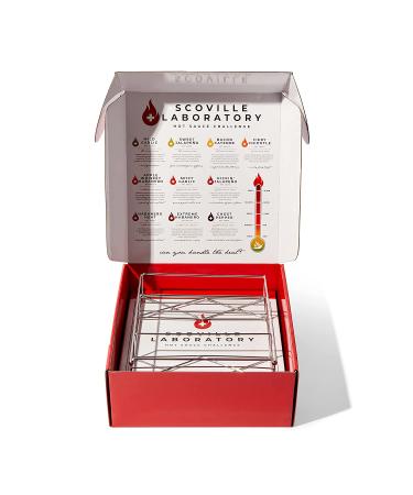 Scoville Laboratory Hot Sauce Challenge Set - Set of 10 Hot Sauces with Scoville Scale Flavors, Range from 430 - 11300, Includes Display Rack - Thoughtfully Gourmet - Buy Online on GoSupps.com