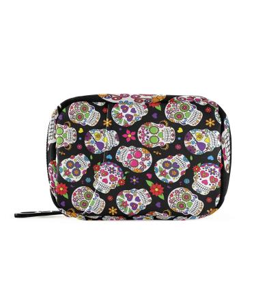 xigua Skull Travel Pill Organizer Moisture Proof Pill Box Purse Daily Pill Case for Vitamins Medication and Supplements