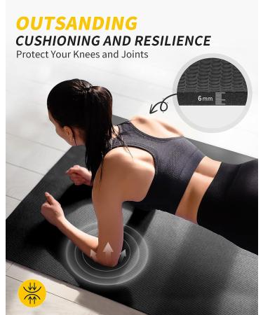 CAMBIVO Extra Long Yoga Mat for Women and Men - Non Slip Exercise Mat for Pilates, Fitness, Barefoot Workouts - 84 x 30 x 1/4 - Home Gym Studio - Black - Buy Online on GoSupps.com