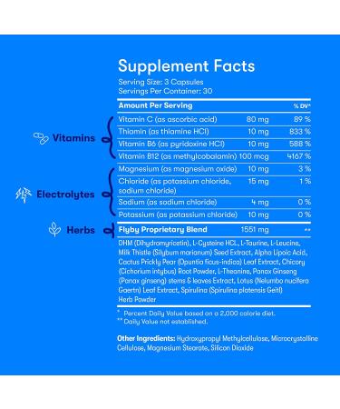 Flyby Recovery Pills | Hydration & Headache Prevention Capsules | Dehydration Relief with Electrolytes & Dihydromyricetin | 90 Count - Buy Online on GoSupps.com