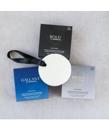 SPONGELL Men's Homme Collection Body Wash Infused Mini Buffer Gallant - Blue - Buy Online on GoSupps.com