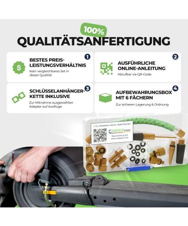 CAREAPRO Bicycle Valve Adapter Set - 28 High-Quality Adapters for Air Pump & Compressor | DV AV SV Ball Needle & More - Buy Online on GoSupps.com