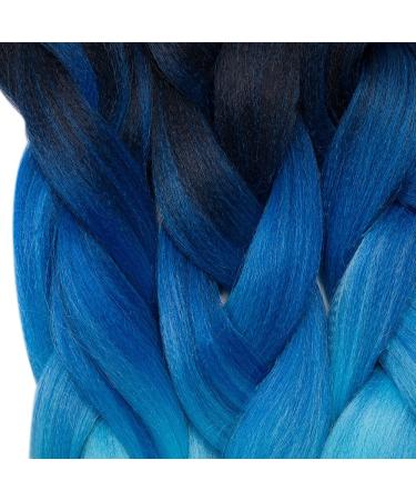 Tess Braids Extensions Blue - 60 cm Jumbo Kanecalon Hair Braids (3 Pack) for Box Braids | #48 Blue Ombre 100g per Bundle - Buy Online on GoSupps.com