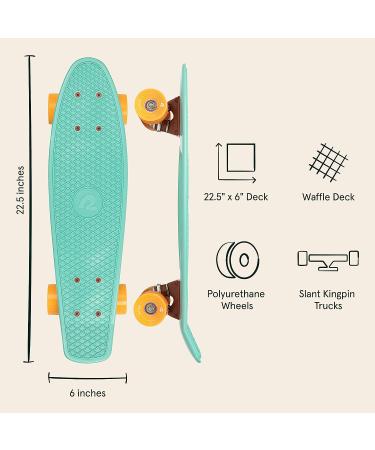 Retrospec Quip Mini Cruiser Skateboard 22.5 Seafoam | Compact Retro Plastic Complete Skateboard with ABEC 7 Bearings and PU Wheels - Buy Online on GoSupps.com