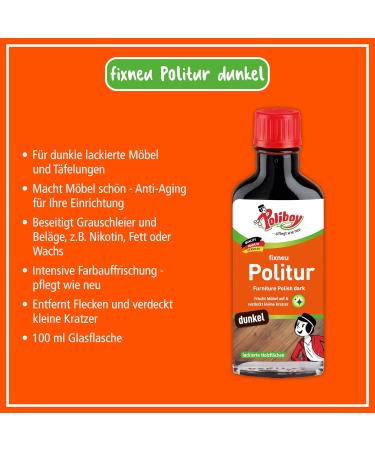 Poliboy Fix New Pole Dark - Premium Furniture Polish for Dark Lacquered Woods - 2x100ml - Refresh & Shine - Made in Germany - Buy Online on GoSupps.com