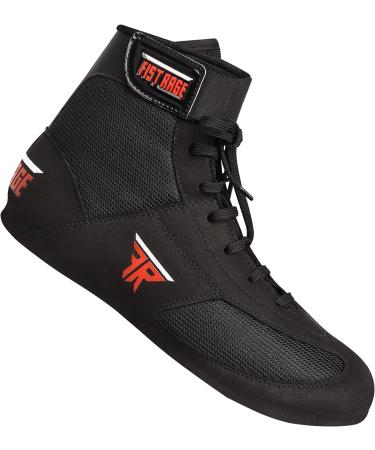 FISTRAGE Leather Kick Boxing Shoes - Unisex Pro Training Boots | Black Lightweight Shoes for Adults & Youth - Size 10.5 Women/9 Men - Buy Online on GoSupps.com