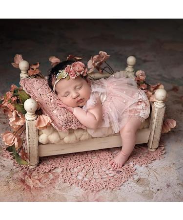 Pink Lace Newborn Photography Outfit for Girls | Pearl Lace Romper Props | Baby Photo Props | Short Sleeve (0-2 months) - Buy Online on GoSupps.com