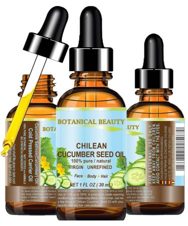 CUCUMBER SEED OIL 100% Pure Natural Virgin Unrefined Cold Pressed Carrier Oil 1 Fl.oz.- 30 ml or Face Skin Hair Nails by Botanical Beauty