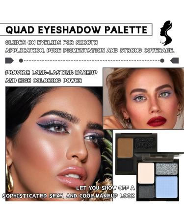 Blue Gray Eyeshadow Palette 4 Colors Matte Glitter Eyeshadow Makeup Palette with Brushes Waterproof Long Lasting Pigmented Gray Silver Eye Shadow Palette Goth Halloween Daily Makeup Pallet - Buy Online on GoSupps.com
