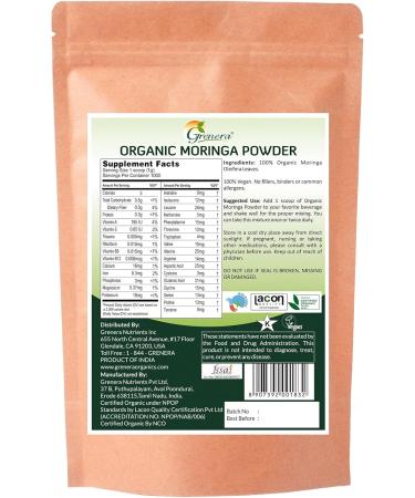 Grenera Organic Moringa Powder - 2.2 lbs (35.2 oz) | Moringa Oleifera Leaf Powder Lab Tested for Purity | Moringa Powder Organic Perfect for Smoothies Drinks Tea & Recipes | 100% Raw from India 35.2 Ounce (Pack of 1) - Buy Online on GoSupps.com