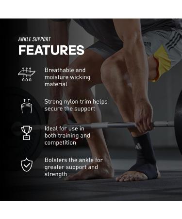 adidas Ankle Support Sleeve - Durable Breathable Training Support for All Fitness Levels - Ergonomic Design - Medium Size Black - Buy Online on GoSupps.com