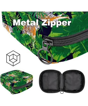 Storage Bags for Women's Bandages | Jungle Motif - Parrots Tigers & Tropical Leaves | Large Menstrual Cup Pocket with Zipper - Ideal for Tampons & Insoles - Buy Online on GoSupps.com
