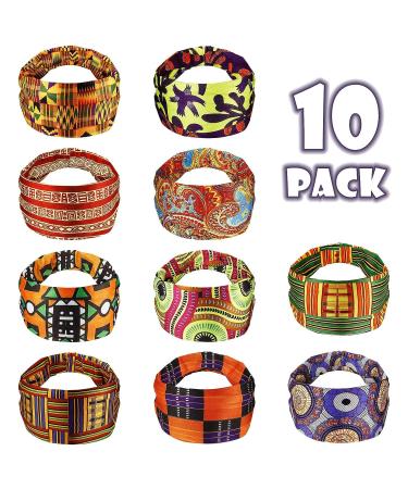 Canlierr African Headband Set - 10 Boho Print Turbans for Women & Girls, Wide Elastic Yoga Headband for Sports & Hair Accessories (Chic Patterns) - Buy Online on GoSupps.com