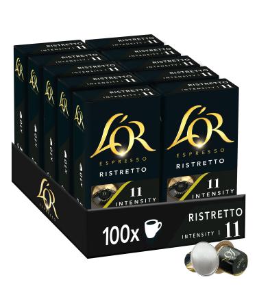 L'OR Ristretto 100 Coffee Capsules Intensity 10 Nespresso® Compatible (Pack of 10 x 10)