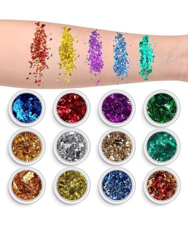 AOOWU Chunky Glitter 12 Colors for Nail & Body Art - Holographic Cosmetic Sequins for Festival, Face, Eye, Hair - DIY Nail Glitter Powder (17) - Buy Online on GoSupps.com