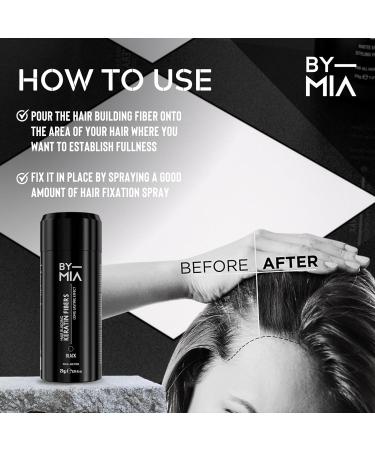 BY MIA Hair Building Keratin Fibres Black 21g | Hair Fibres for Thinning Hair | Hair Thickener Powder Fiber | Hair loss Concealer for Women & Men - Buy Online on GoSupps.com
