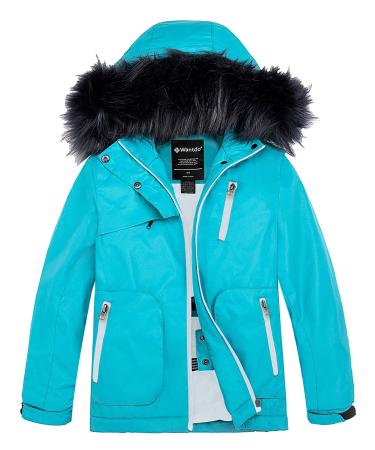 Wantdo Girl's Warm Snow Coat Waterproof Ski Jacket Windproof Winter Parka Insulated Fleece Rain Jackets 14-16 Light Blue
