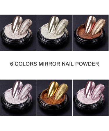Buy Metallic Nail Powder Set - 6 Colors Chrome Nail Art Pigment for Stunning Shine & Mirror Effect - Buy Online on GoSupps.com