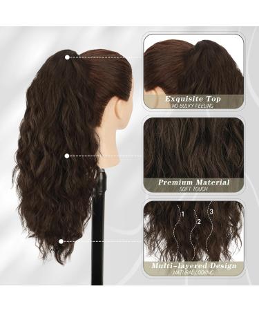 Barsdar 45cm Curly Wavy Clip-in Ponytail Extension - Dark Chocolate Brown Synthetic Hair for Women - Buy Online on GoSupps.com