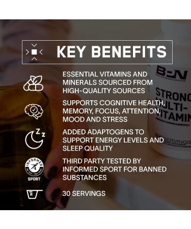 Strong Multi-Vitamin for Improved Cognitive Health, Memory, Focus, Mood, and Stress - 30 Servings - Buy Online on GoSupps.com
