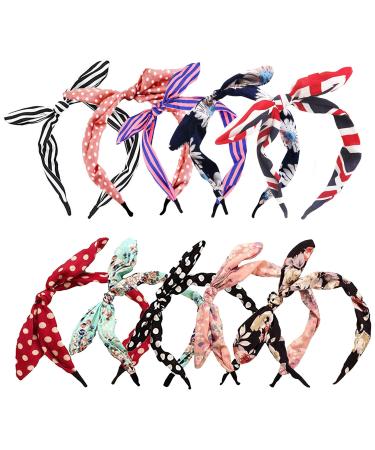 Qiabao Womens 5 Pack Assorted Bow Tie Hard Headband Hair Band 5pcs of random color