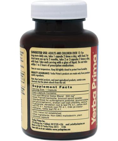 Yerba Prima Bentonite Clay Plus Herbal Detox 60 Veggie Capsules (Pack of 2) - Use Long Term or as Rapid Detox Premium Quality Ingredients Powerful Daily Detoxification Great Plains Bentonite - Buy Online on GoSupps.com