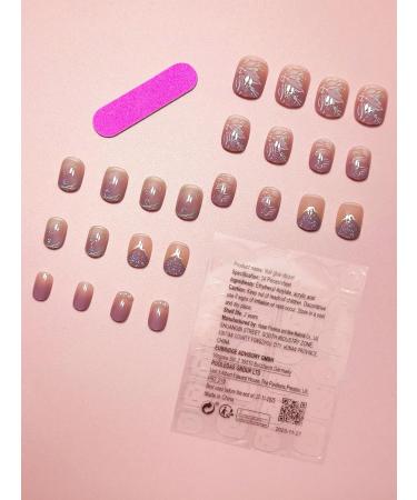 24pcs Purple Pearl Floral Coffin Fake Nail Pearl Floral 3D Press on Nails Purple Floral Nails Luxurious Nails Acrylic Nails Fake Nails For Women Girls - Buy Online on GoSupps.com