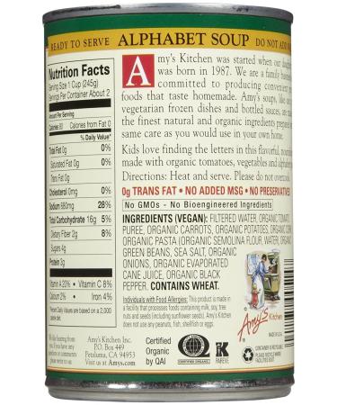Amy's Organic Alphabet Soup - 14.1 oz | Healthy & Delicious Organic Soup - Buy Online on GoSupps.com