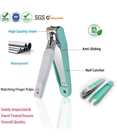 Pafason Nail Clipper Set with Nail Catcher, File - Sharp Fingernail & Toenail Clippers for Men & Women - Green - Buy Online on GoSupps.com