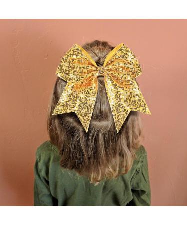Glitter Sequin Cheer Bow Hair Ties - Christmas Sparkly Ponytail Holder for Girls, Women, Teens - Red Gold Silver Elastic Band Cheerleader Decor - Sports Party Favor Gift - Buy Online on GoSupps.com