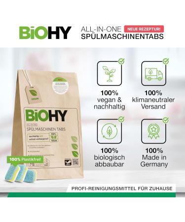 Biohy All-in-One Dishwasher Tabs (80 Pack) | Phosphate-Free | Powerful Eco-Friendly Dish Cleaning for Stubborn Grease & Food Residues - Buy Online on GoSupps.com
