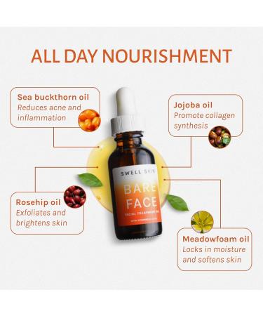 BARE FACE OIL | Antioxidant Botanical Oil | Tone-Enhancing Vitamin A C & E for Radiant Skin | 1oz | International Shipping Available - Buy Online on GoSupps.com