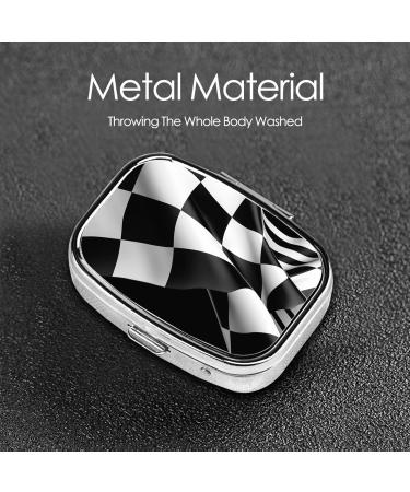 Black & White Checkered Pill Case - 2 Compartment Travel Organizer | Cute Small Pill Box for Purse & Gifts - Buy Online on GoSupps.com