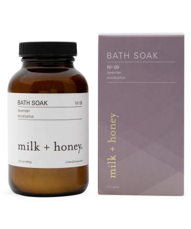 milk + honey Calming Bath Soak No. 8  with Lavender and Eucalyptus Oils  Moisturizing Bath Soak  Sea Salt and Epsom Salt Bath 10 oz Lavender and Eucalyptus Oils 1 Count (Pack of 1)