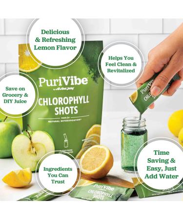 All About Juicing Chlorophyll Green Juice Shots - Clean Energy Detox Alkalize - 15 Stick Packs - 120 mg Superfood Juice Powder - PuriVibe 0.14 Ounce (Pack of 15) - Buy Online on GoSupps.com