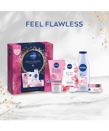 NIVEA Feel Flawless Gift Set (4 Products) Women's Gift Set with Skincare Essentials Includes Body Lotion Face Mask Face Wash and Day Cream - Buy Online on GoSupps.com