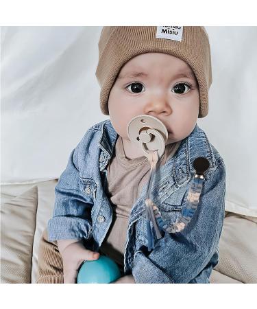 Yolnkos Pacifier Chain Set for Girls - Braided Dummy Clips & Fabric Holders (Coffee & Blue-Gray) - 2 Pieces - Perfect Baby Shower Gift - Buy Online on GoSupps.com