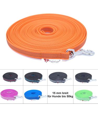 Twinkys Dog Style 15mm Wide Tow Leash - Durable 25m for Dogs Up to 50kg - Rubberized No Hand Loop Made in Germany - Orange - Buy Online on GoSupps.com