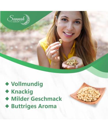 Sunnah Shop Crisp Cashew Nuts Natural 1 kg | Untreated and Untreated | 100% Natural Raw Food Cashew Nuts - Rich in Protein | Ideal as a Healthy Snacks for On the Go - Buy Online on GoSupps.com