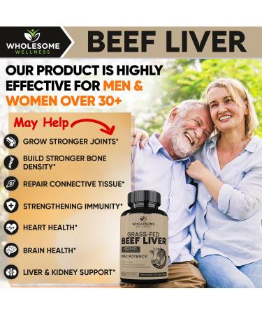 Grass Fed Desiccated Beef Liver Capsules (180 Pills 750mg Each) + Liposomal Vitamin C Capsules (200 Pills 1500mg Buffered) High Absorption VIT C Bundle - Buy Online on GoSupps.com